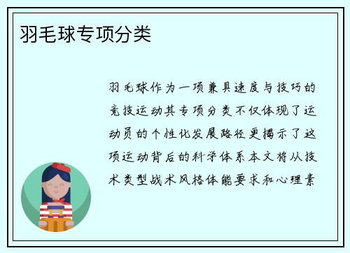 羽毛球专项分类